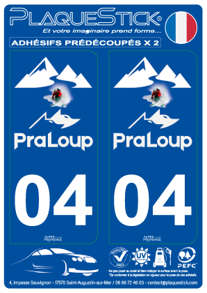 04 Pra Loup -Autocollant Plaque Immatriculation PlaqueStick