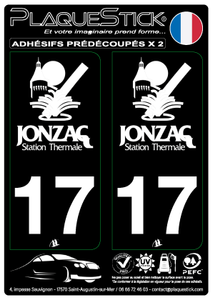 17 -Jonzac "Blanc" Fond noir PlaqueStick