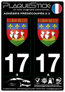 17 -La Rochelle "Blason" Fond noir PlaqueStick