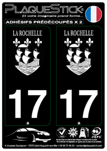 17 -La Rochelle "Blason" Noir PlaqueStick