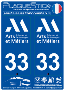 33 -Talence "Arts & Métiers" Blanc PlaqueStick