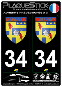 34 -Lunel-Vieil "Blason" Fond noir PlaqueStick