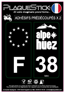 38 -Alpe-d'Huez "Moto" Fond noir PlaqueStick