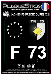 73 -Tignes "Blason" Moto, Fond noir PlaqueStick