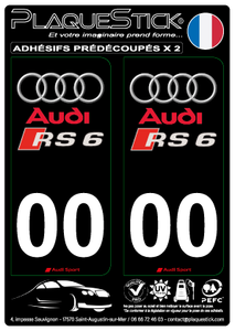 Audi "RS 6" Fond noir PlaqueStick