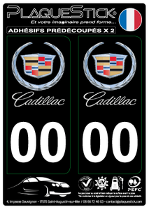 Cadillac "Logo rond" Fond noir PlaqueStick