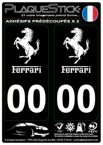 Ferrari "Blanc" Fond noir PlaqueStick