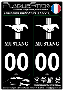 Ford "Mustang" Blanc, Fond noir PlaqueStick