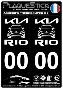 KIA "Rio" Fond noir PlaqueStick