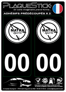 Matra "Sport" Blanc, Fond noir PlaqueStick