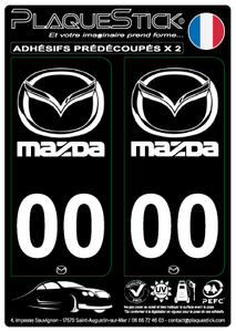 Mazda "Blanc" Fond noir PlaqueStick