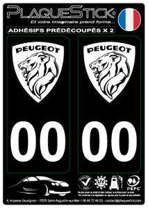 Peugeot "1960-1964" Fond noir PlaqueStick