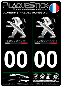 Peugeot "Sport" Fond noir PlaqueStick