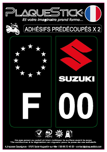 Suzuki "Moto" Fond noir PlaqueStick