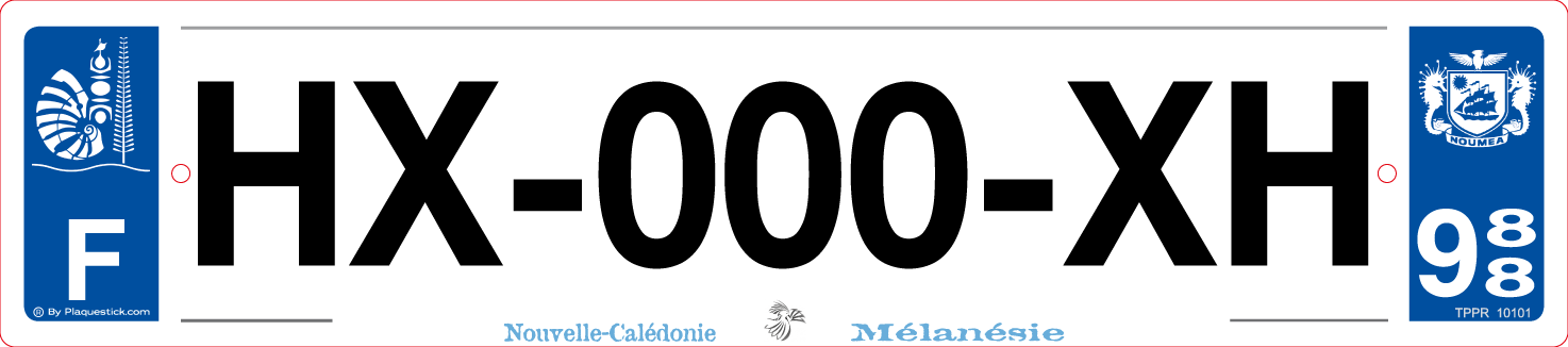Autocollant immatriculation 988 - Nouvelle-Calédonie
